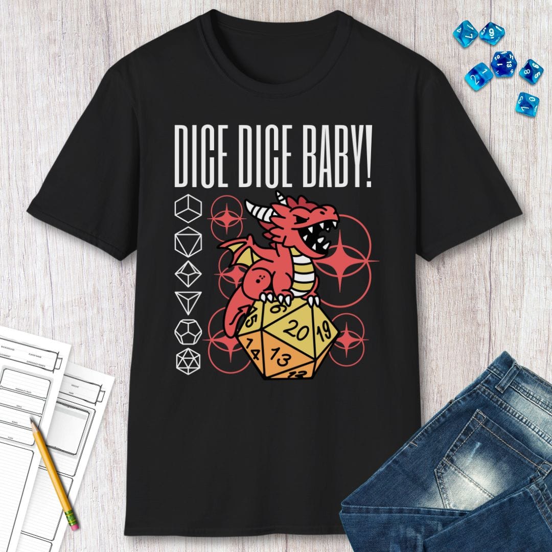 Dice Dice Baby D&D Shirt Sunburst RPG