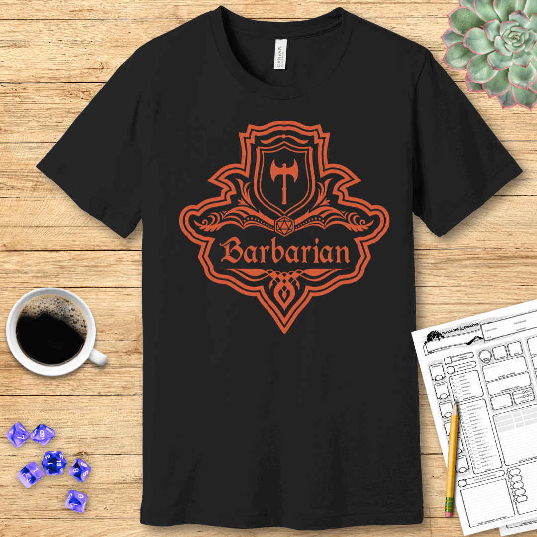 DnD Barbarian Class Emblem T-Shirt Sunburst RPG
