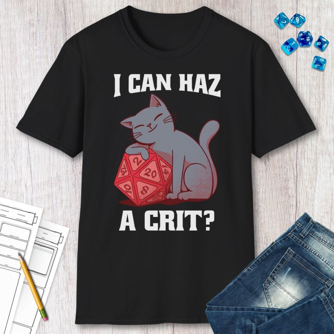 DnD Cat Shirt - I can haz a crit? Sunburst RPG