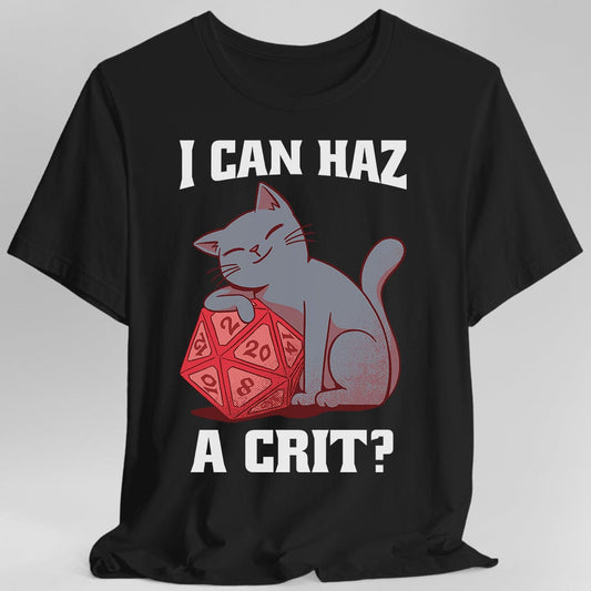 DnD Cat Shirt - I can haz a crit? Sunburst RPG