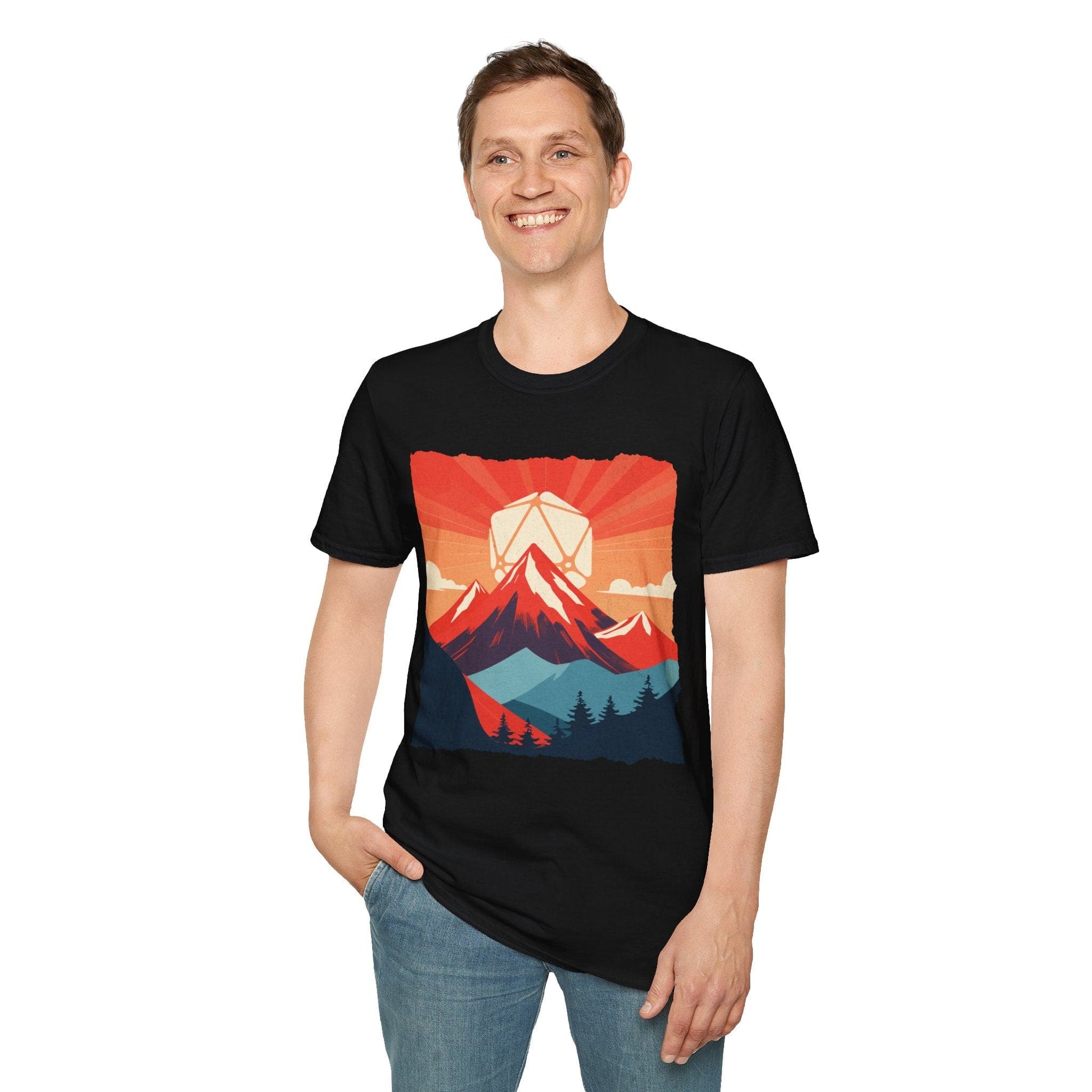 DnD D20 Landscape T-shirt Sunburst RPG