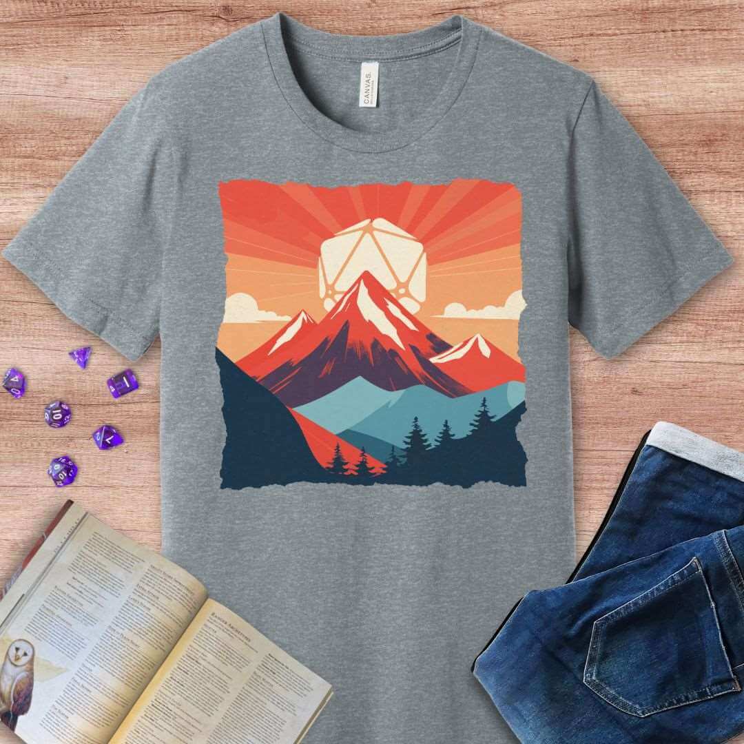 DnD D20 Landscape T-shirt Sunburst RPG