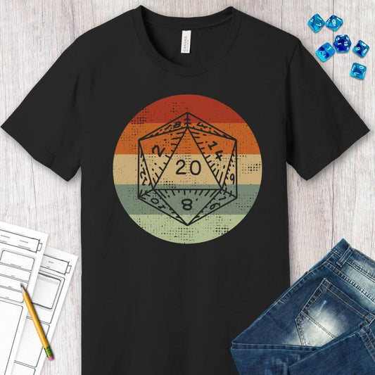 DnD D20 Shirt | Retro Sunset Sunburst RPG