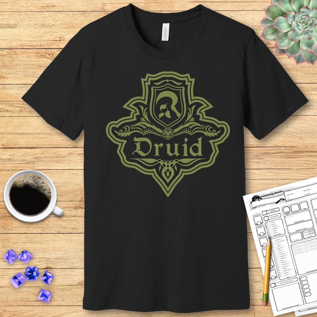 DnD Druid Class Emblem T-Shirt Sunburst RPG