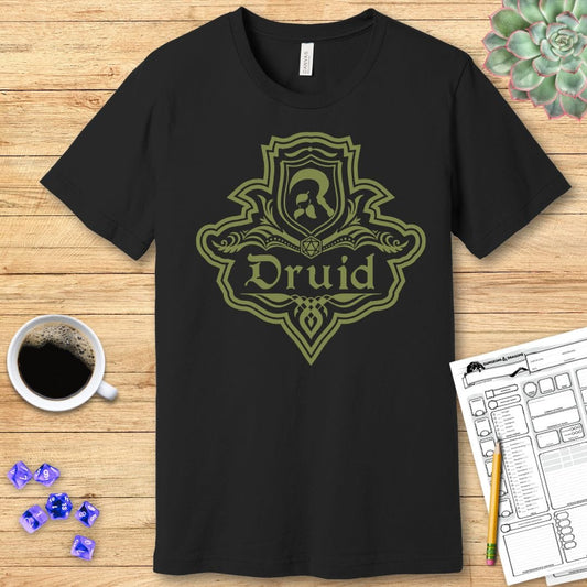 DnD Druid Class Emblem T-Shirt Sunburst RPG
