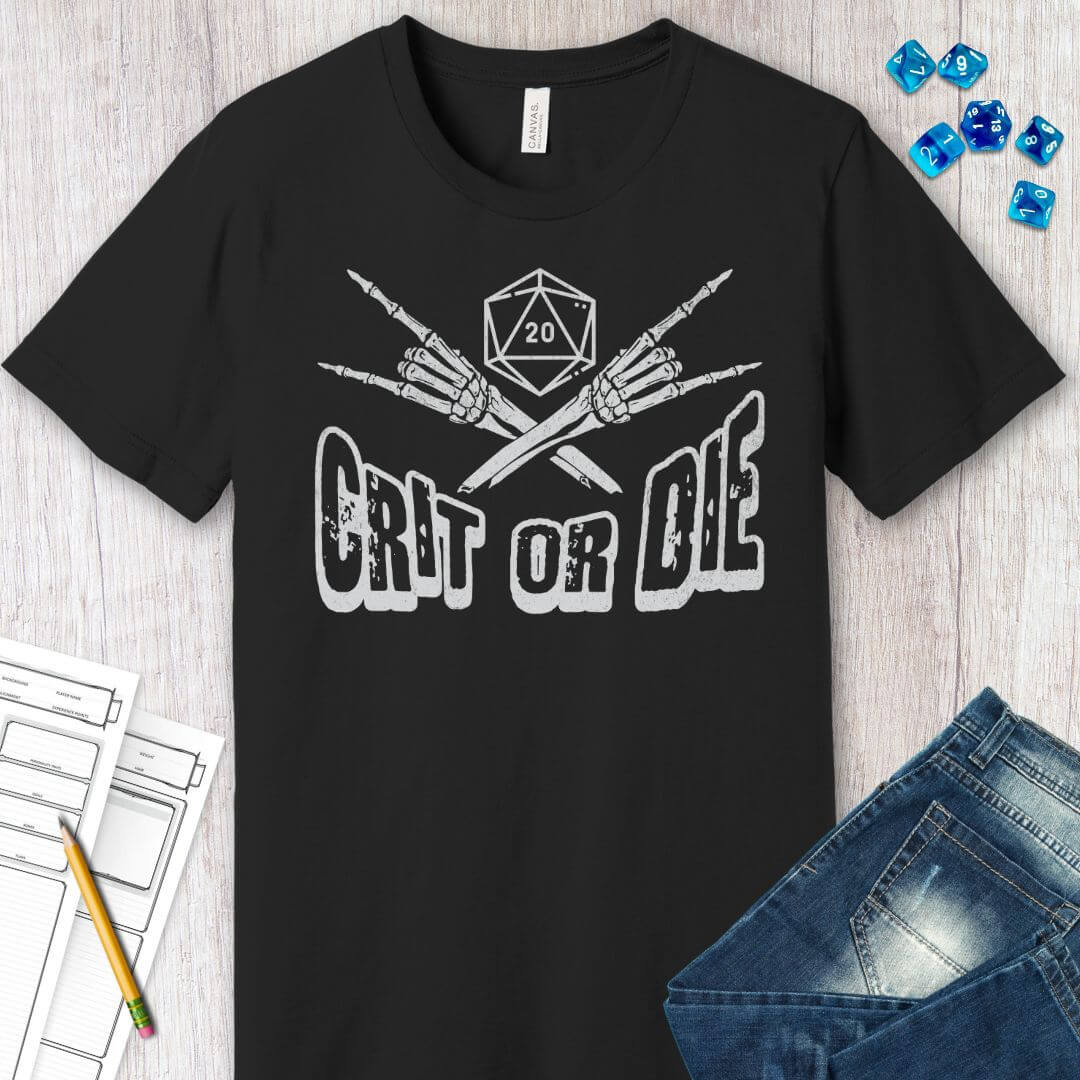 DnD Shirt - Crit or Die Sunburst RPG