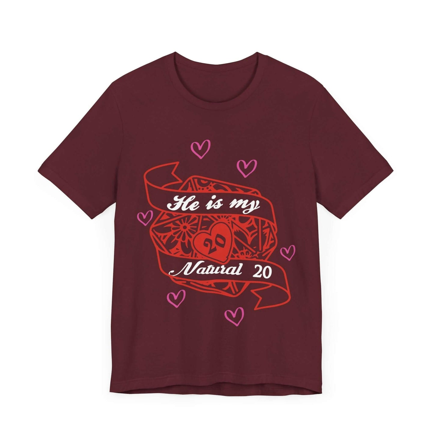 DND Valentines Gift Shirt - He is My Natural 20 - D&D Matching Couples Shirt Sunburst RPG