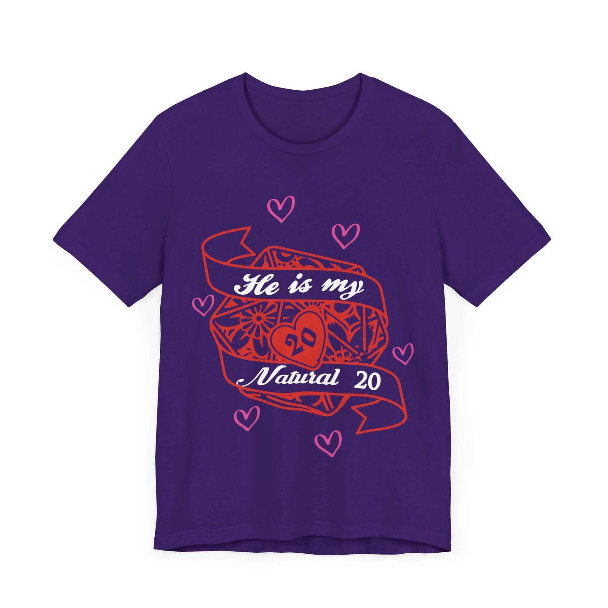 DND Valentines Gift Shirt - He is My Natural 20 - D&D Matching Couples Shirt Sunburst RPG