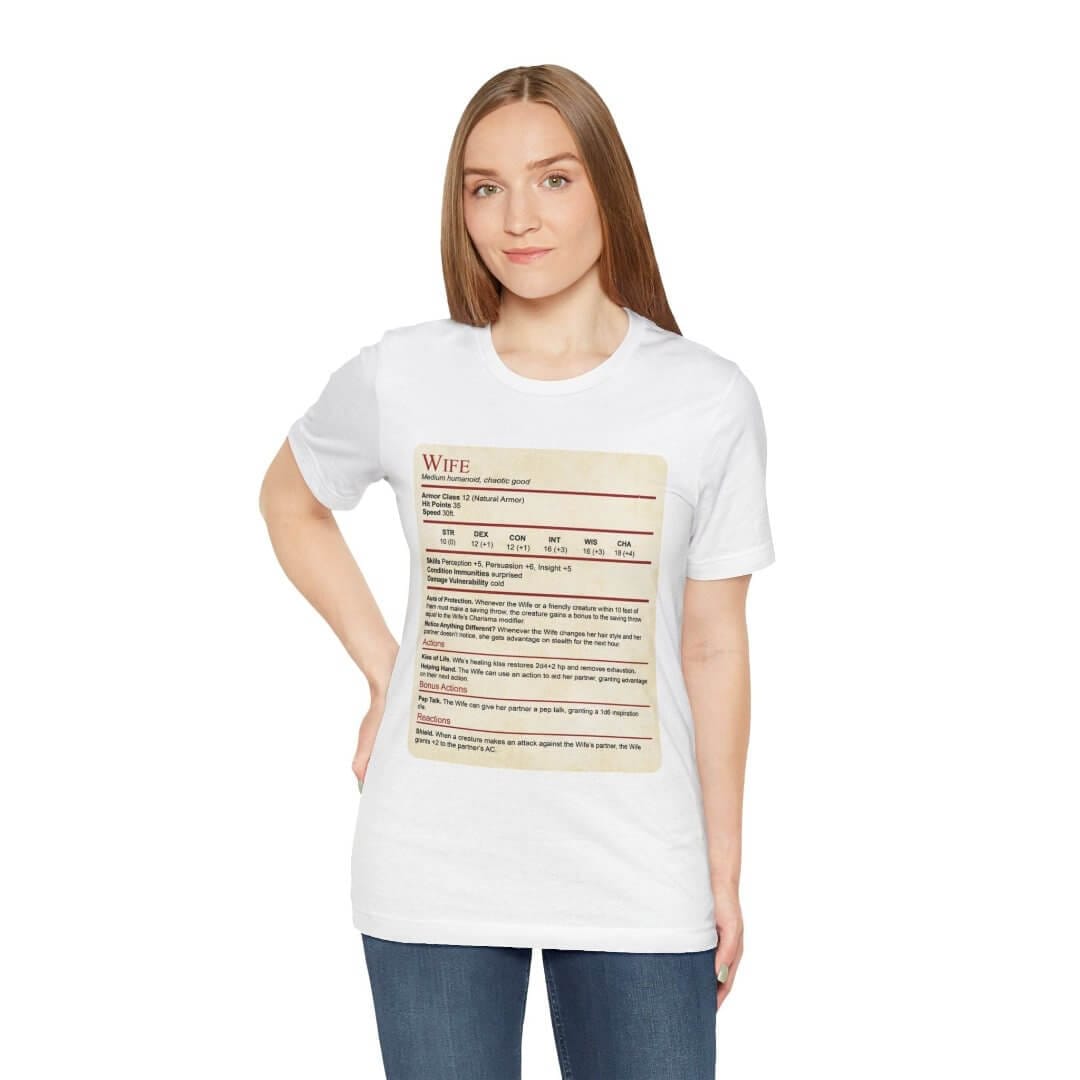 DnD Wife Stat Block T-Shirt Sunburst RPG