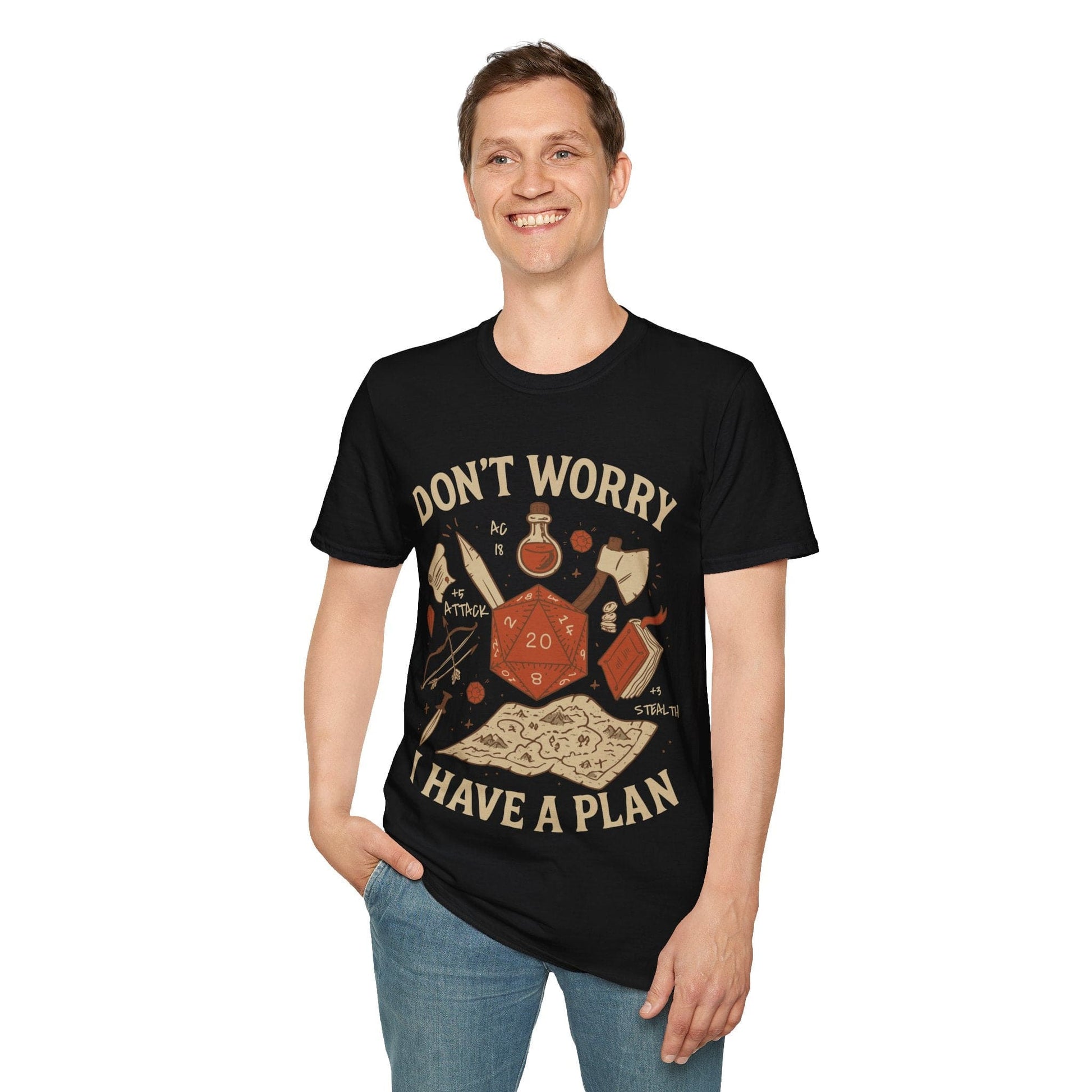 Don't Worry I have a Plan D&D T-Shirt Sunburst RPG