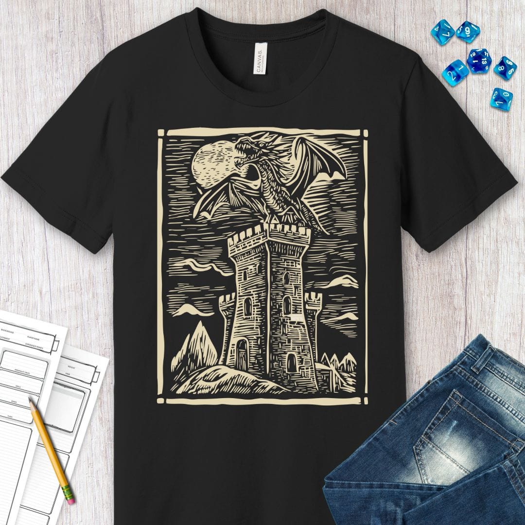 Dragon Shirt - Vintage Medieval Art Sunburst RPG