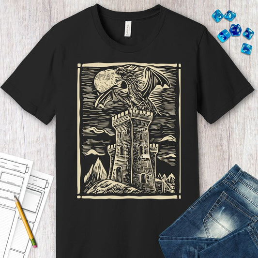 Dragon Shirt - Vintage Medieval Art Sunburst RPG