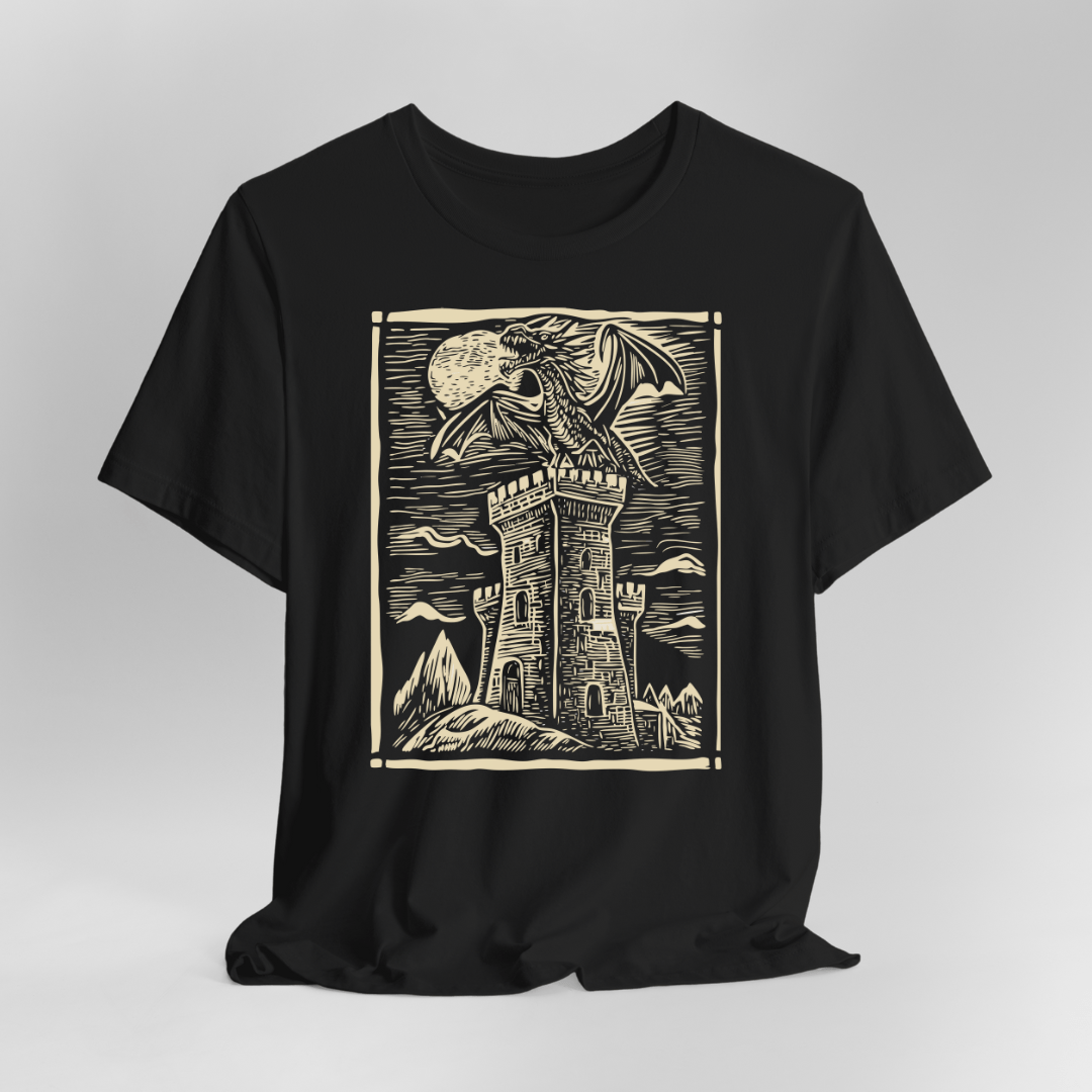 Dragon Shirt - Vintage Medieval Art Sunburst RPG