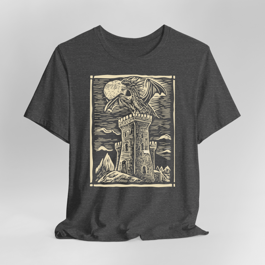 Dragon Shirt - Vintage Medieval Art Sunburst RPG