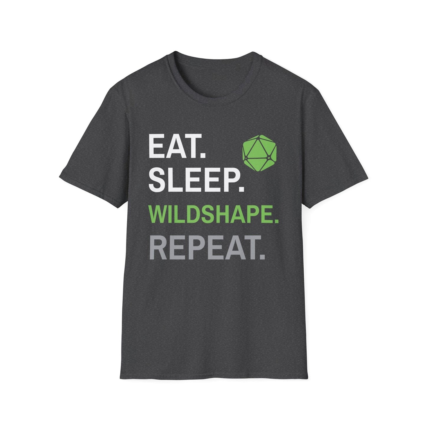 Druid Class T-Shirt – 'Eat, Sleep, Wildshape, Repeat' Sunburst RPG