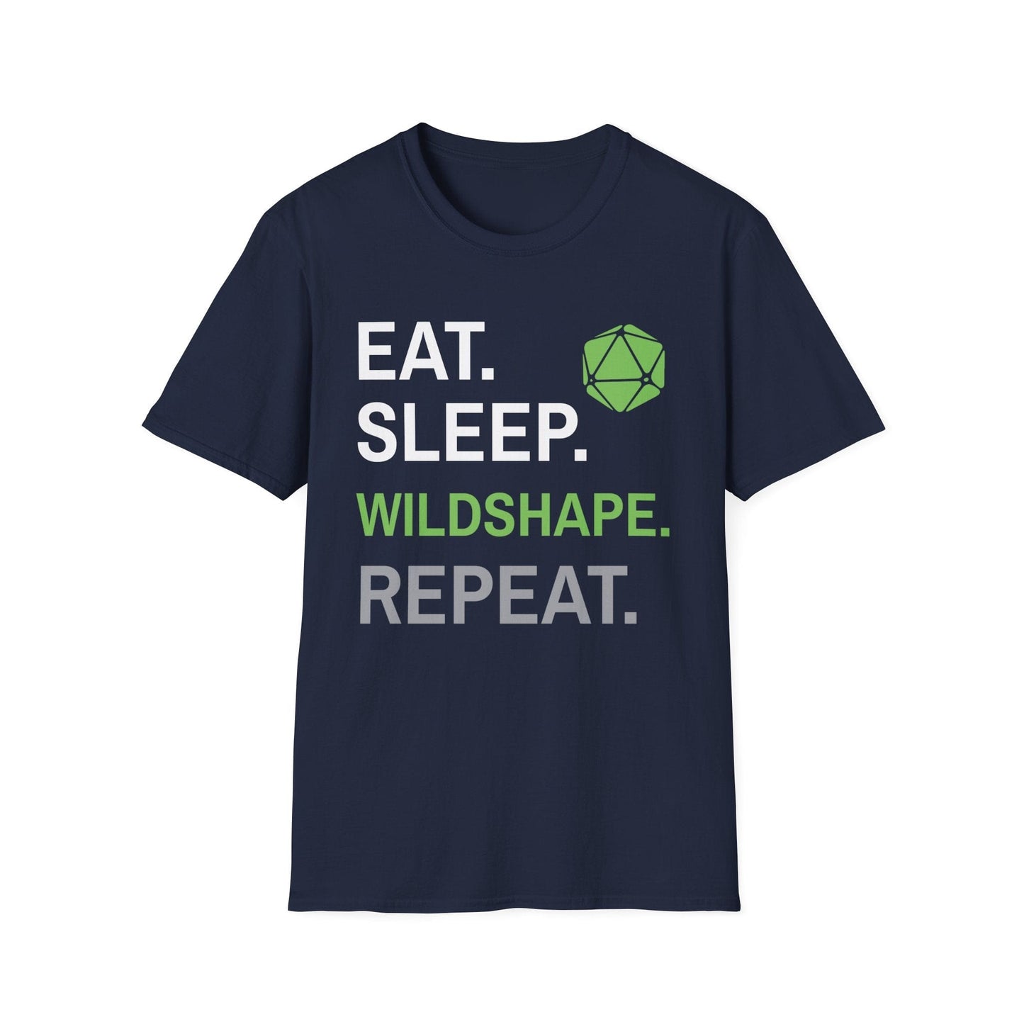 Druid Class T-Shirt – 'Eat, Sleep, Wildshape, Repeat' Sunburst RPG