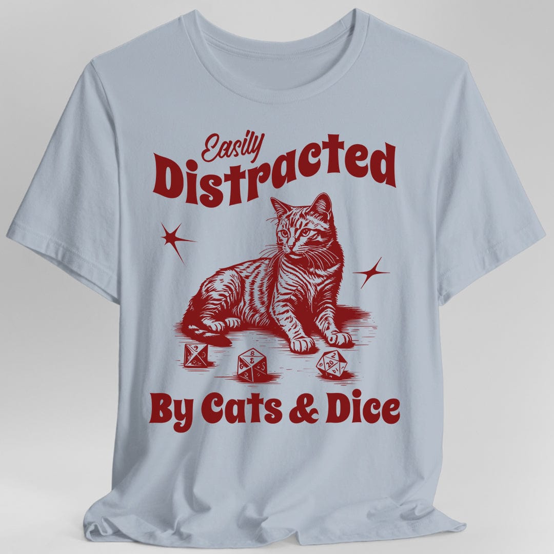 Easily Distracted By Cats & Dice Shirt Sunburst RPG
