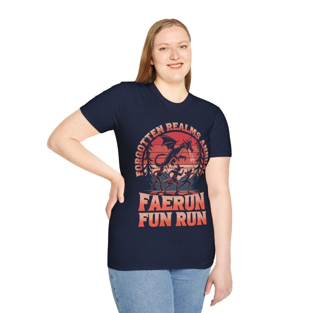 Faerun Fun Run Funny D&D T-shirt Sunburst RPG