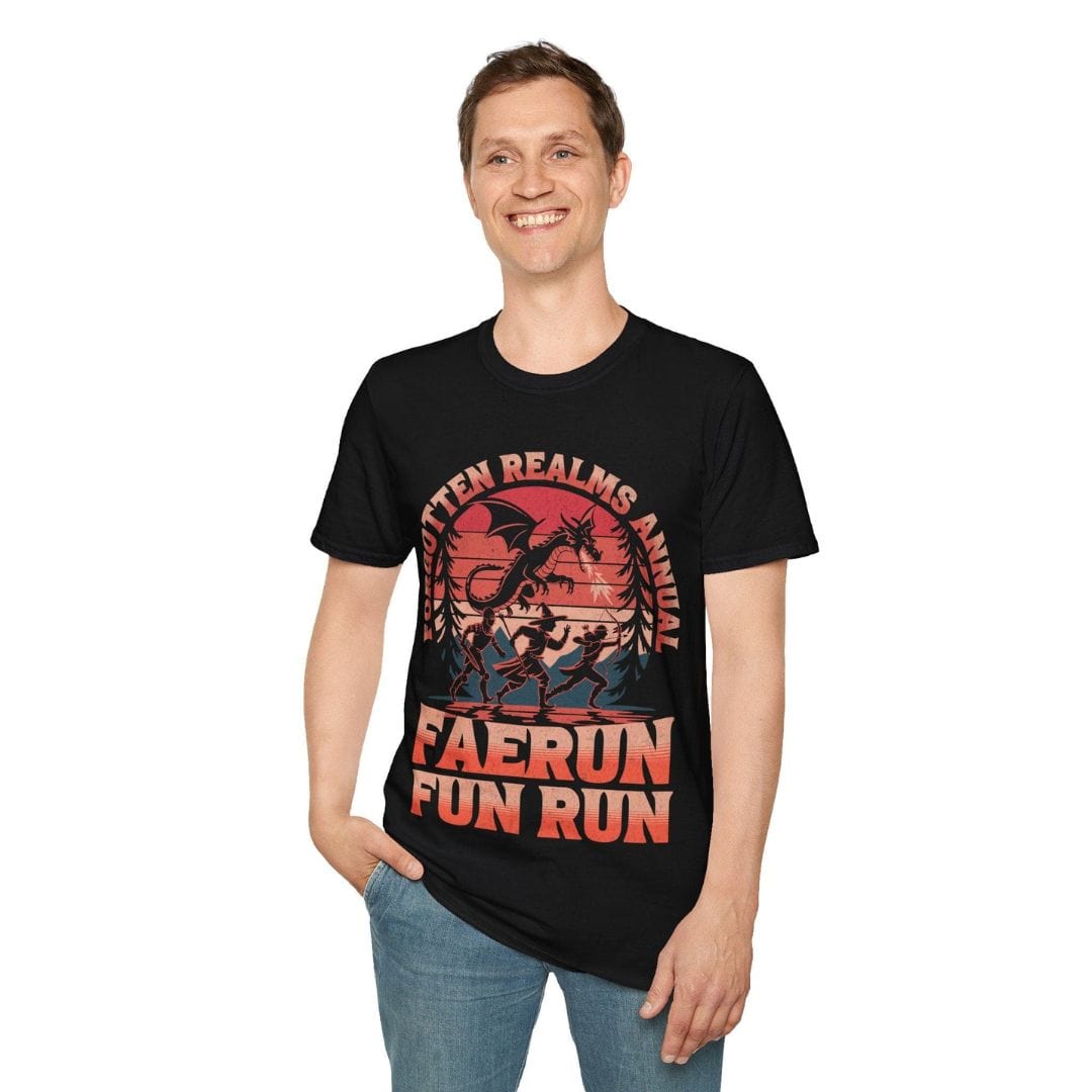 Faerun Fun Run Funny D&D T-shirt Sunburst RPG
