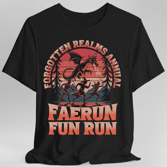 Faerun Fun Run Funny D&D T-shirt Sunburst RPG
