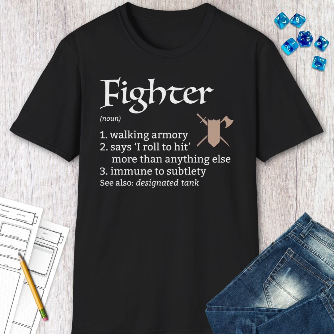 Fighter Class Definition D&D T-Shirt Sunburst RPG