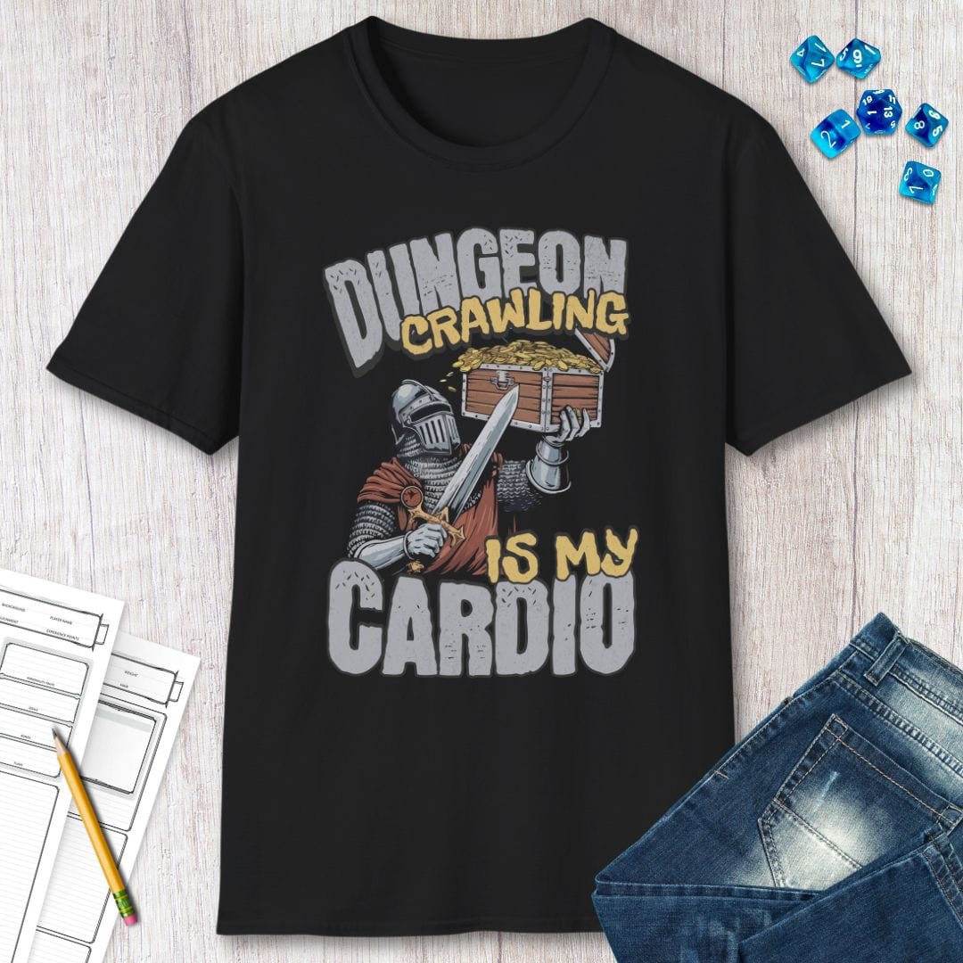 Funny DnD Shirt - Dungeon Crawling is My Cardio Sunburst RPG