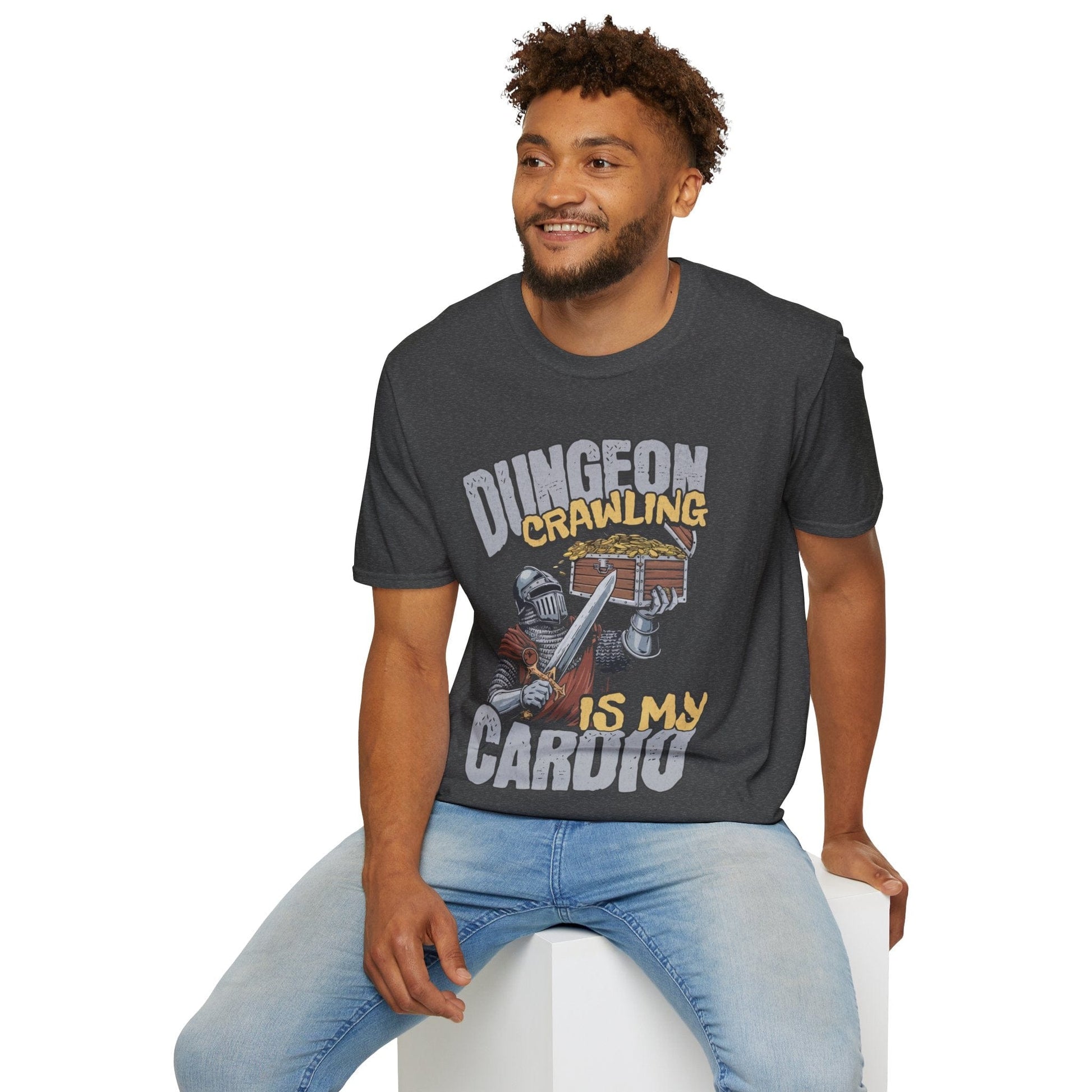 Funny DnD Shirt - Dungeon Crawling is My Cardio Sunburst RPG
