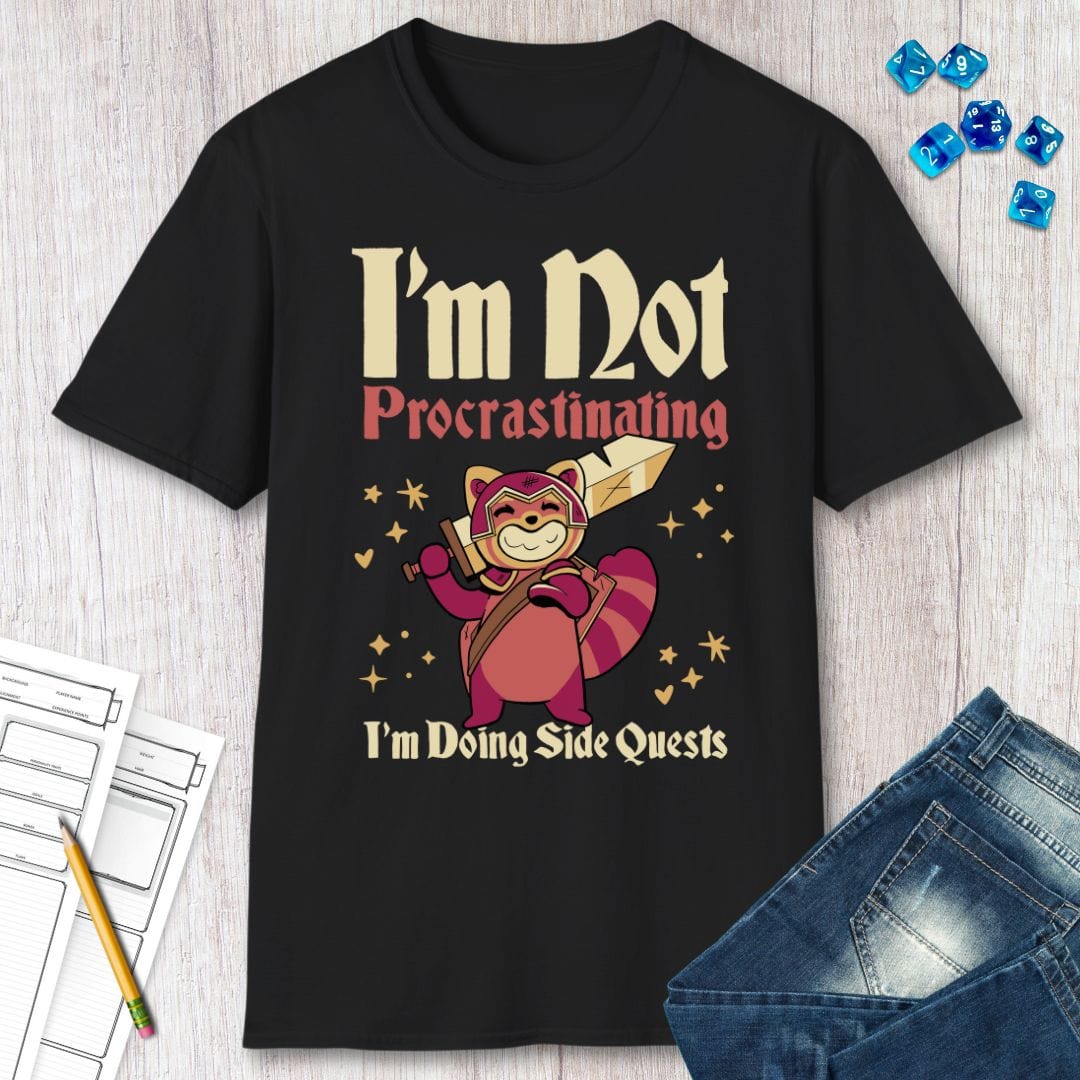Funny DND Shirt - I'm Not Procrastinating I'm Doing Side Quests Sunburst RPG
