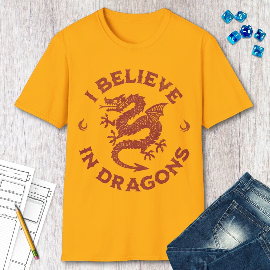I Believe in Dragons Shirt Sunburst RPG