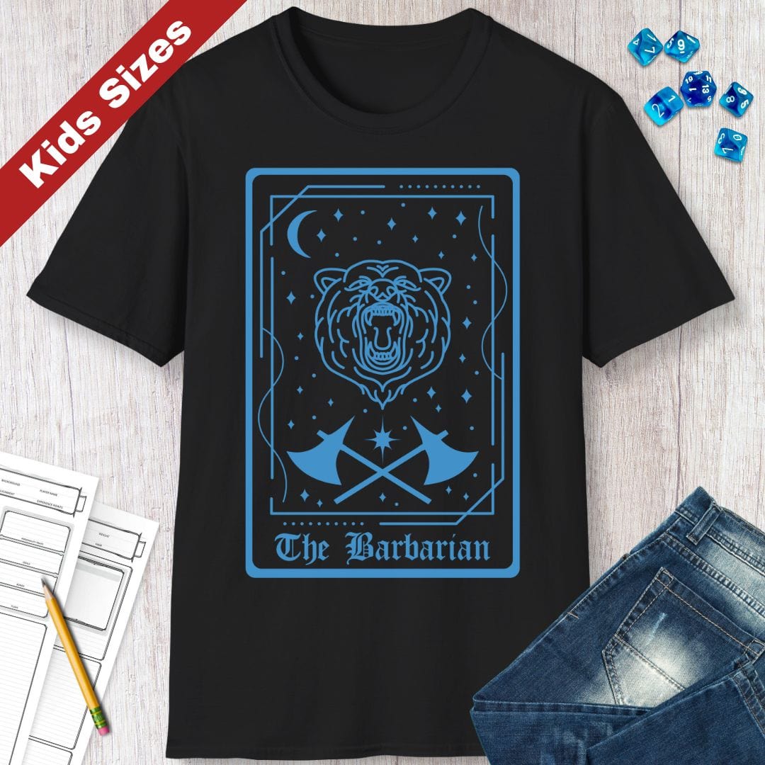 The Barbarian Tarot Card Kids T-Shirt Sunburst RPG