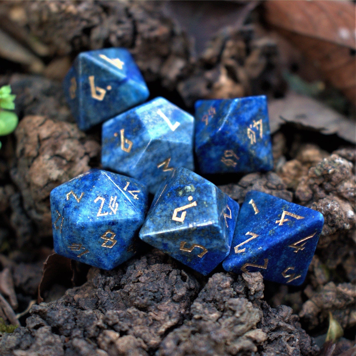 Lapis Lazuli Stone Dice Set Misty Mountain Gaming