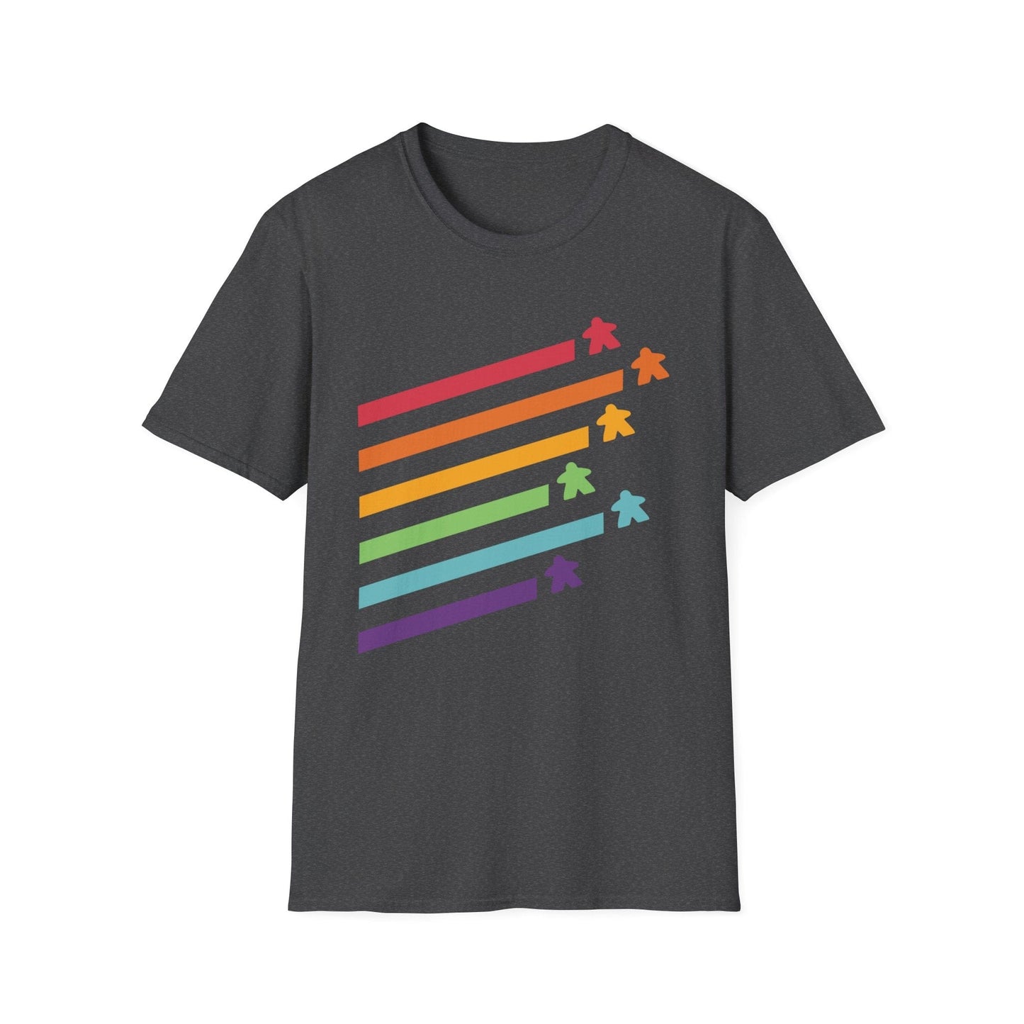 Meeple Shirt - Retro Rainbow Board Game Shirt Sunburst RPG