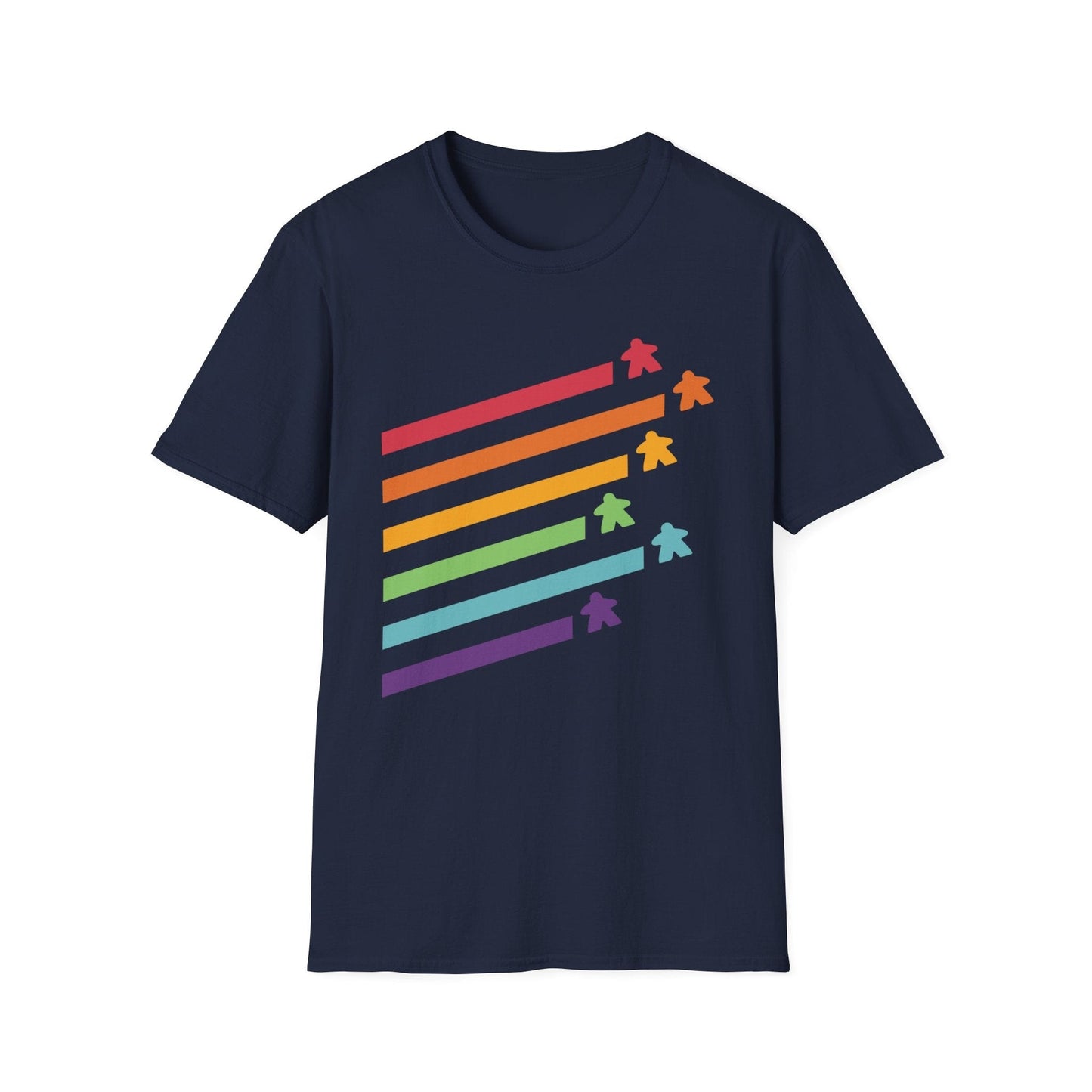 Meeple Shirt - Retro Rainbow Board Game Shirt Sunburst RPG