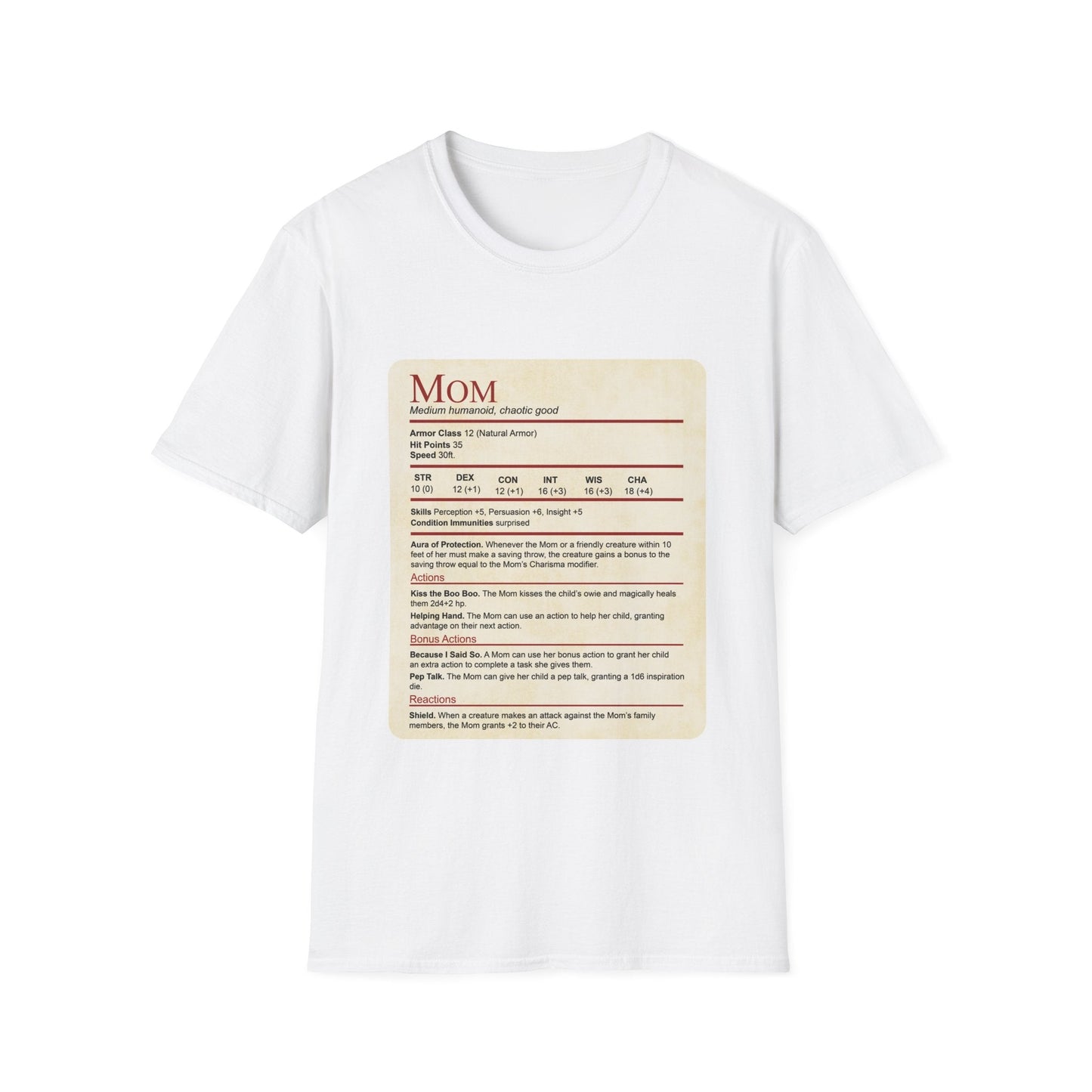 Mom DND Shirt - Funny Stat Block Sunburst RPG