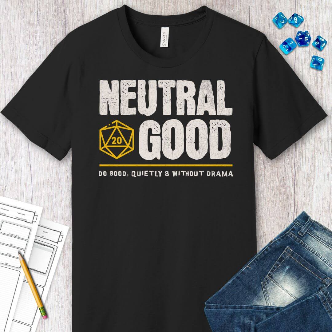 Neutral Good Shirt - DnD Alignment T-shirt Sunburst RPG