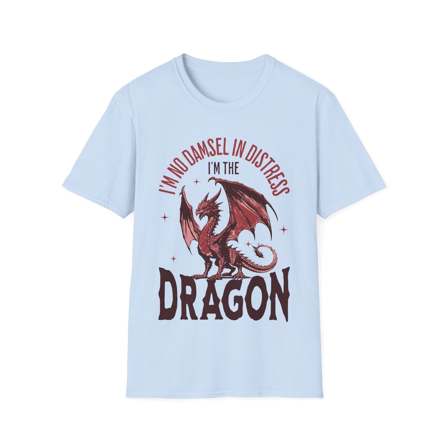 No Damsel In Distress Dragon Feminism Shirt Sunburst RPG