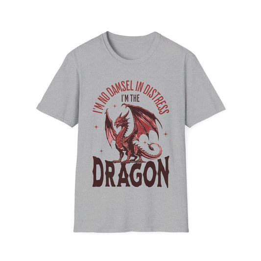 No Damsel In Distress Dragon Feminism Shirt Sunburst RPG