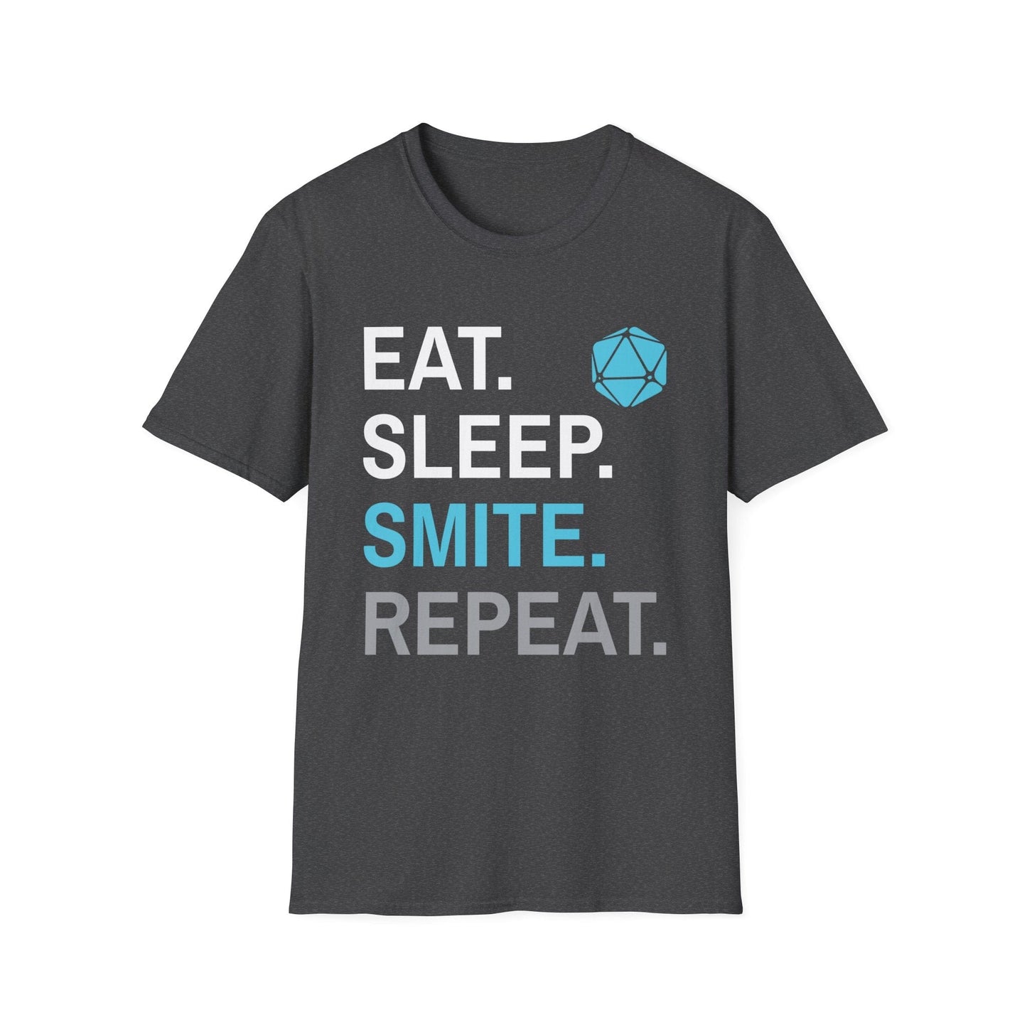 Paladin Smite T-Shirt – 'Eat, Sleep, Smite, Repeat' Sunburst RPG
