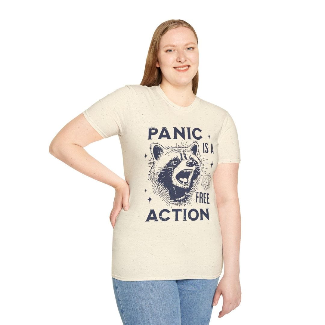 Panic Is A Free Action Shirt Sunburst RPG