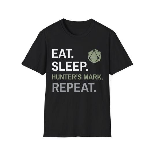 Ranger Class T-Shirt – 'Eat, Sleep, Hunter's Mark, Repeat' Sunburst RPG