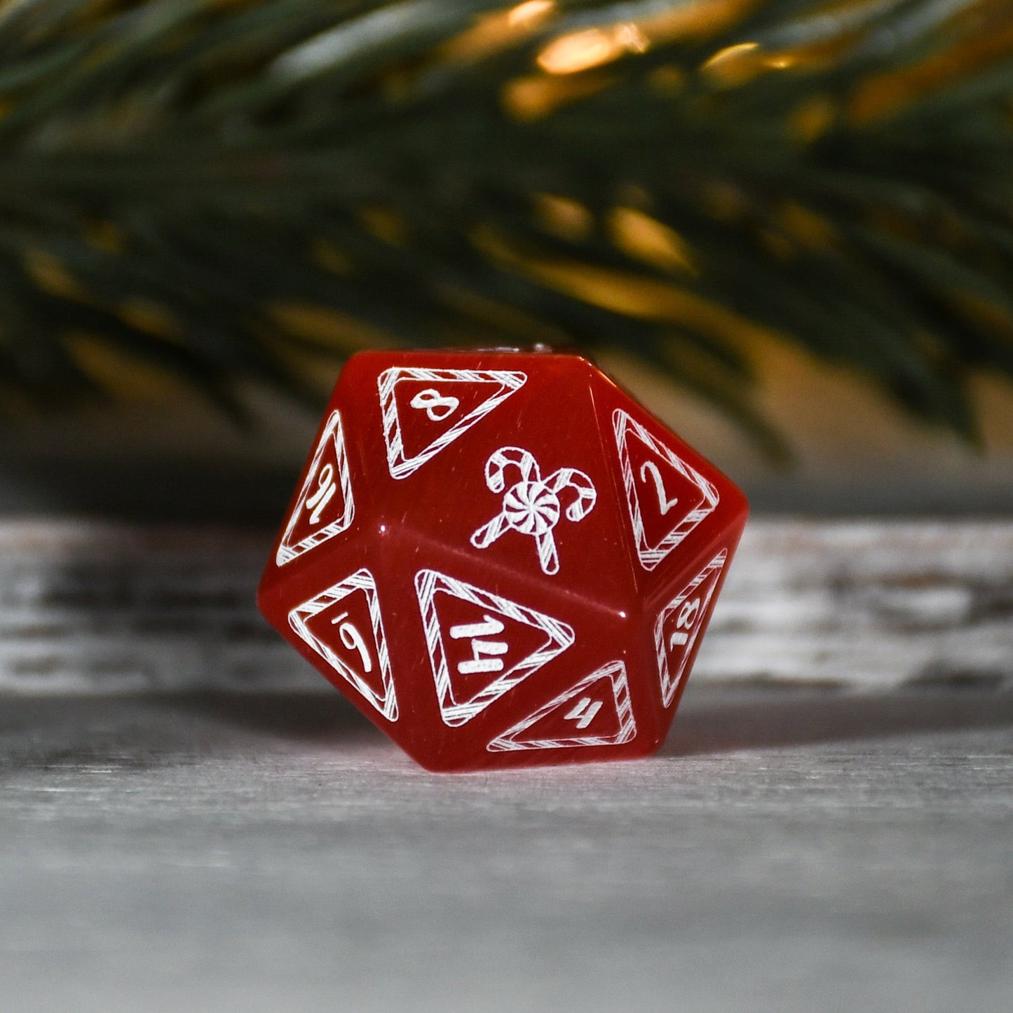 Candy Cane Wonderland - Red Cat's Eye Dice Set Misty Mountain Gaming