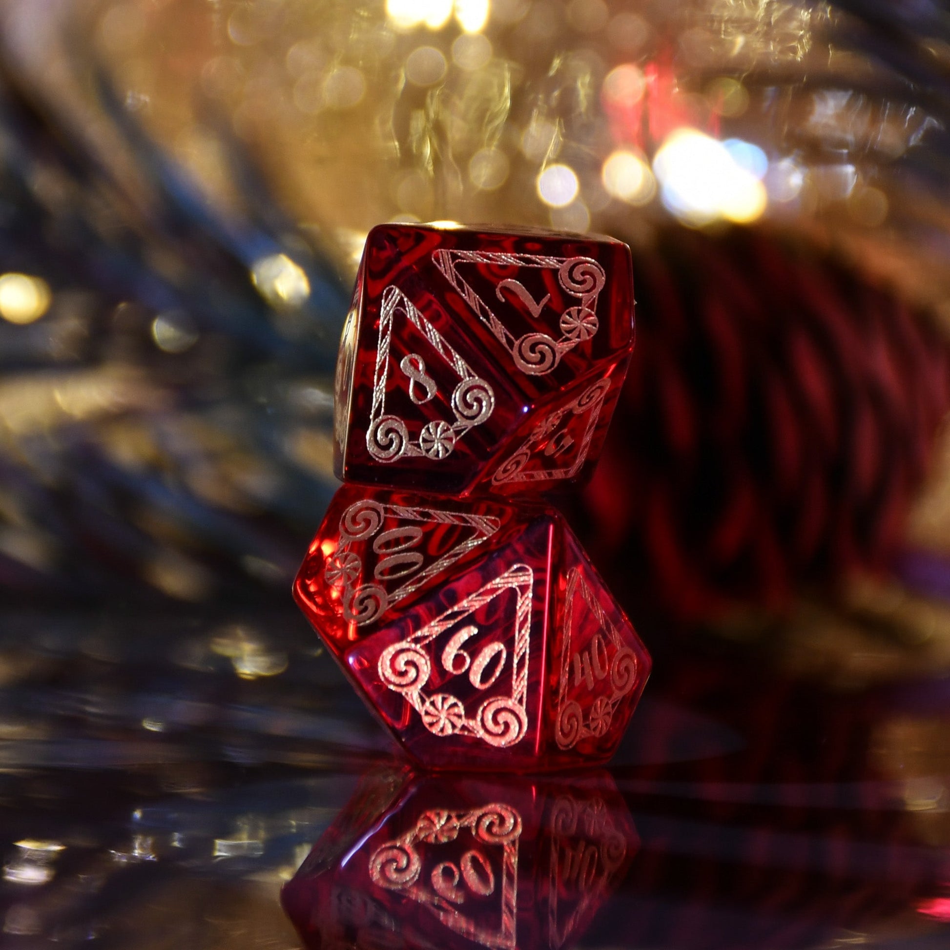 Candy Cane Wonderland - Red Glass Dice Set Misty Mountain Gaming