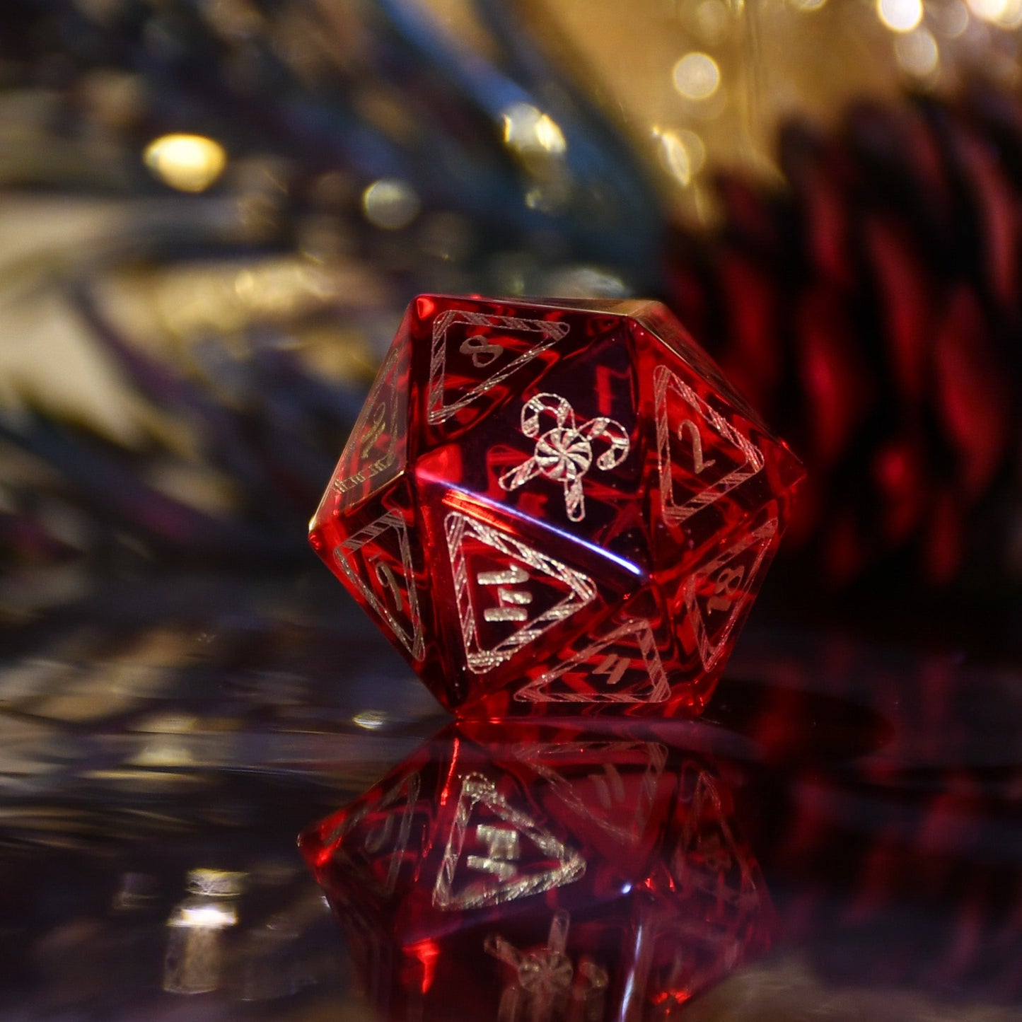 Candy Cane Wonderland - Red Glass Dice Set Misty Mountain Gaming