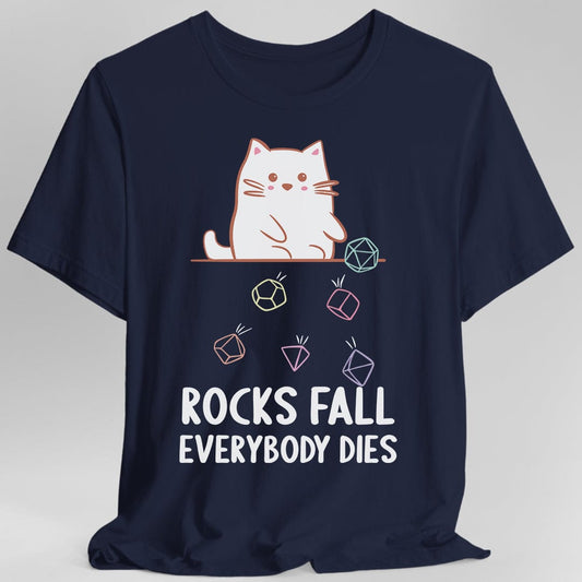 Rocks Fall Everybody Dies Kawaii Cat T-Shirt Sunburst RPG