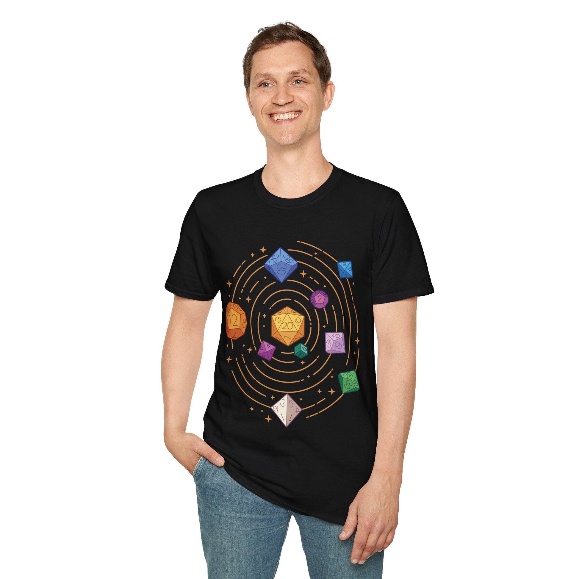 Space Dice Solar System T-shirt Sunburst RPG