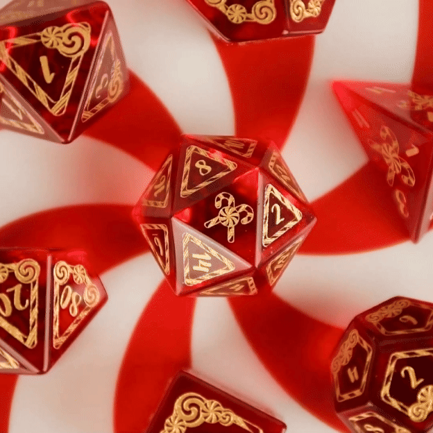 Candy Cane Wonderland - Red Glass Dice Set Misty Mountain Gaming