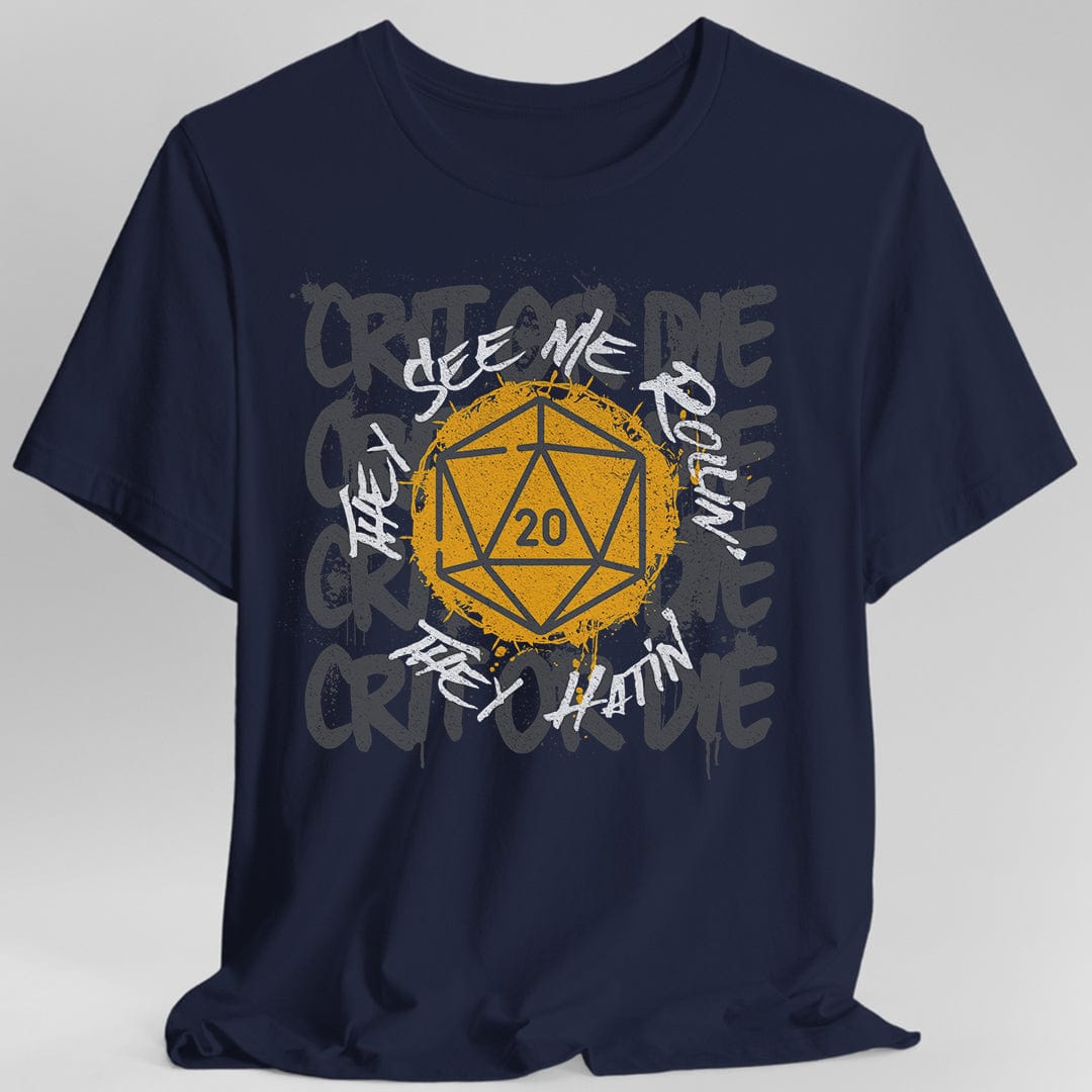 They See Me Rollin They Hatin D20 T-shirt Sunburst RPG