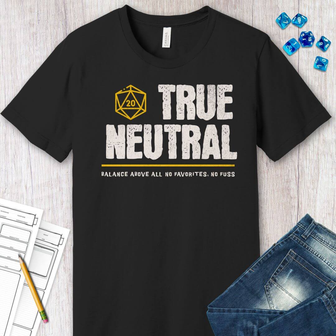 True Neutral Shirt - DnD Alignment T-shirt Sunburst RPG
