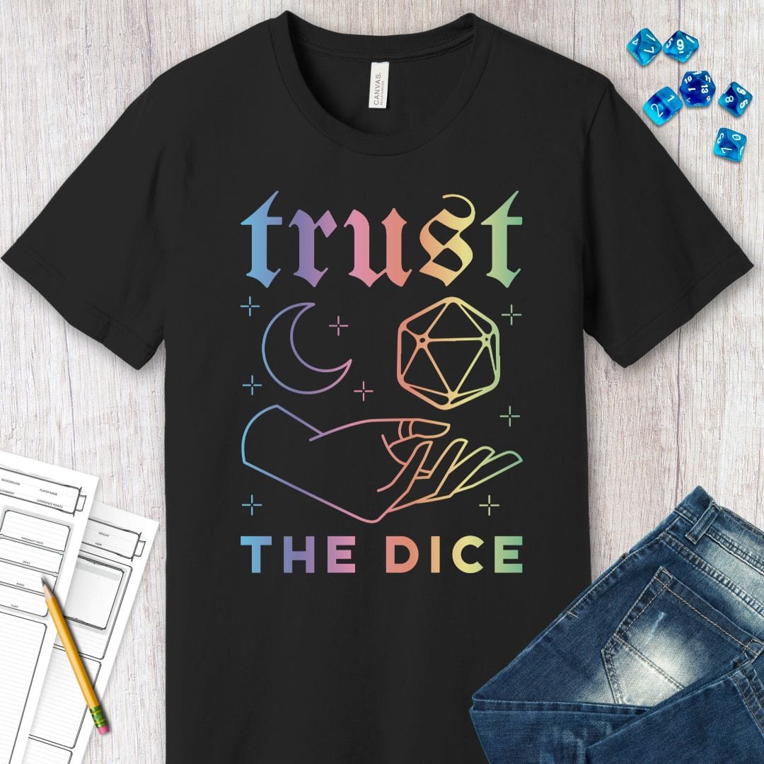 Trust The Dice Celestial D&D T-Shirt Sunburst RPG