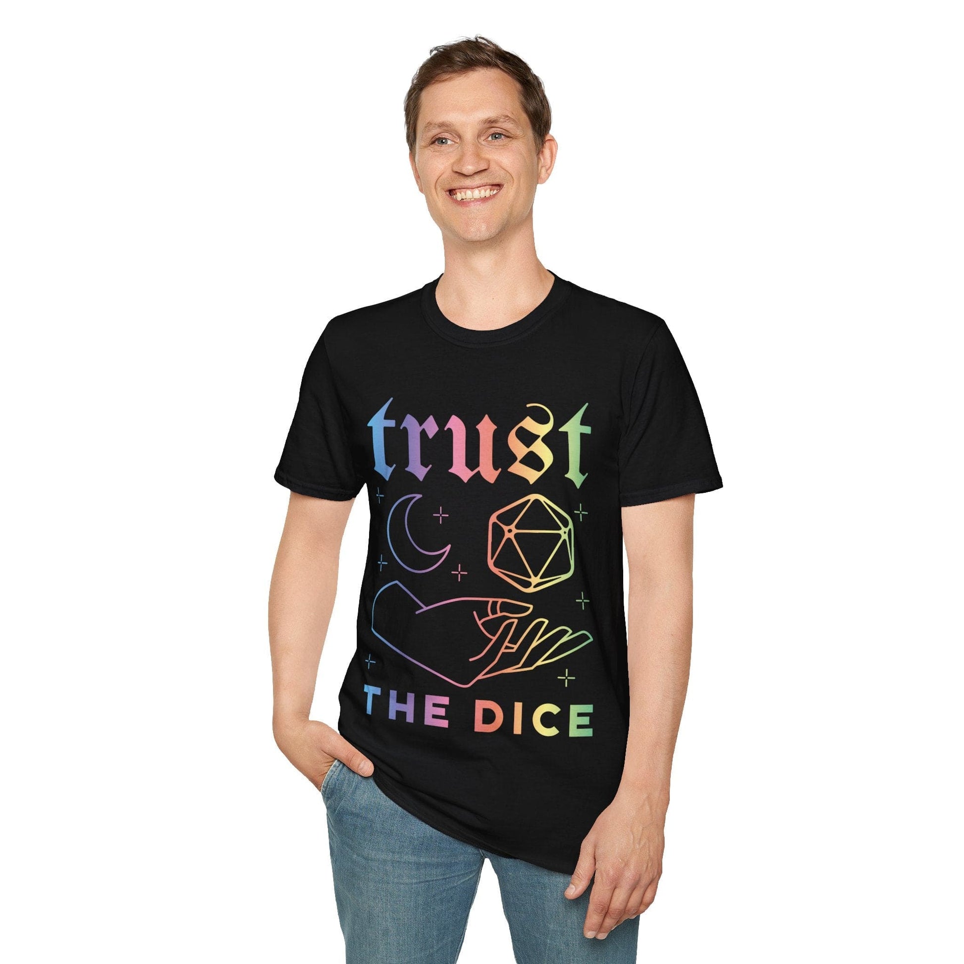 Trust The Dice Celestial D&D T-Shirt Sunburst RPG